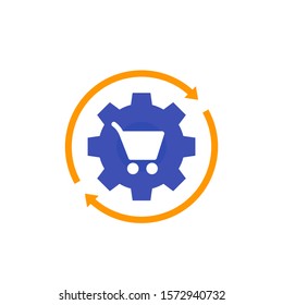 order processing, e-commerce icon, flat vector