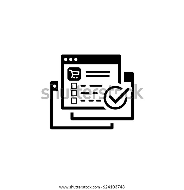 Order\
Processing Icon. Flat Design Isolated Illustration. App Symbol or\
UI element. Web Page with Order and Check\
Mark.