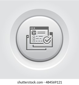 Order Processing Icon. Grey Button Design.