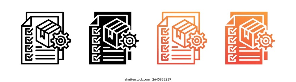 Vetor de Conjunto de Ícones de Processamento de Pedidos com Vários Estilos