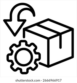 Icono de esquema de procesamiento de pedidos Vector de ilustración