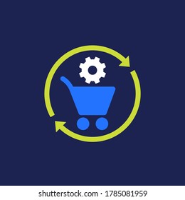 order processing, procurement icon, flat vector