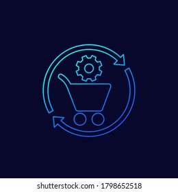 order processing, procurement icon, line vector