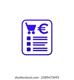 order, purchase icon with euro