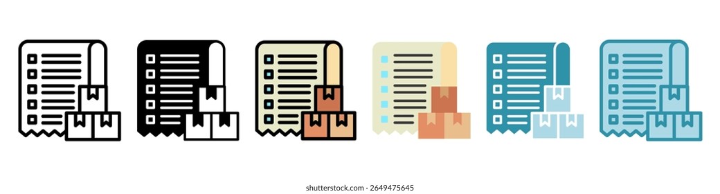 Estilo múltiplo do Recebimento da Ordem, mini conjunto de ícones de ilustração. Vetor para conceito moderno, impressão, UI, kit UX, web e desenvolvimento de aplicativos. Relacionado à oferta de produtos, marketing, negócios.