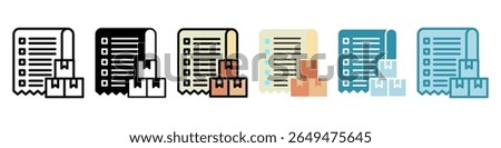 Order Receipt multi style, mini illustration icon set. Vector for modern concept, print, UI, UX kit, web and app development. Related to product offering, marketing, business.