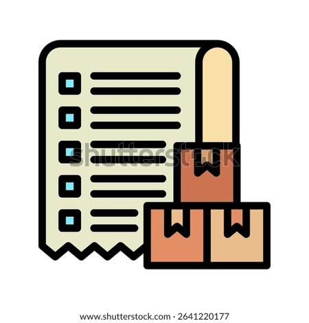 Order Receipt outline color, mini illustration icon. use for modern concept, print, UI, UX kit, web and app development. Vector related to product offering, marketing, business.

