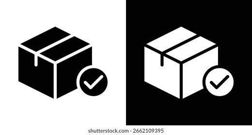 Order receive icon in flat black solid vector set