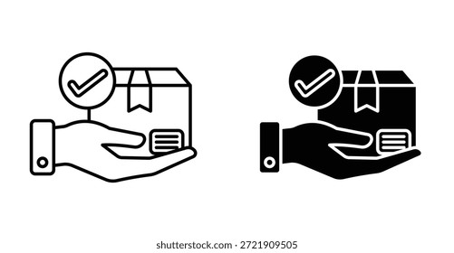 Icono de recepción de pedido. Línea con trazo editable y plano para el Web