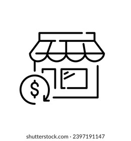 Order refund. Return goods to store. Delivery service. Pixel perfect, editable stroke