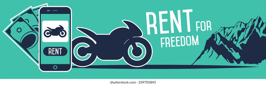 Order rent motorcycle through a smartphone. Rent motorcycle. R