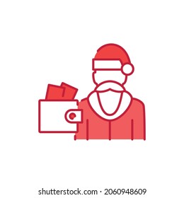 Order santa claus color line icon. Glowing lights. Editable stroke.