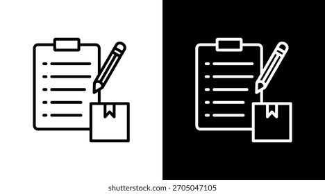 Diseño de conjunto de iconos blancos de contorno de hoja de pedido
