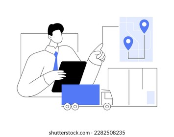 Order shipped abstract concept vector illustration. Free express shipment, parcel delivery with courier, online shopping, purchase goods, fast package logistics, receive box abstract metaphor.