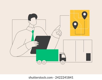 Order shipped abstract concept vector illustration. Free express shipment, parcel delivery with courier, online shopping, purchase goods, fast package logistics, receive box abstract metaphor.