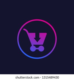Order, shopping cart, online purchase vector icon