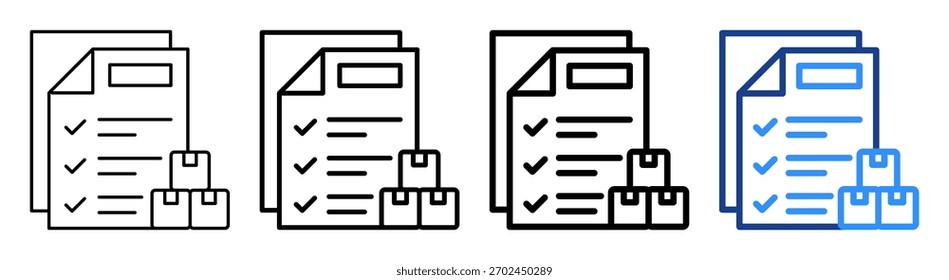 Conjunto de Colección de contorno diferente del icono de resumen de pedido