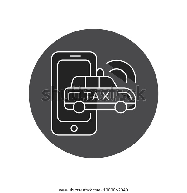 Order taxi service black\
glyph icon. Online mobile application. Pictogram for web, mobile\
app, promo.
