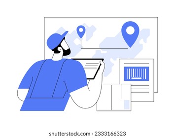 Order tracking abstract concept vector illustration. Warehouse worker with tablet controls an order delivery, export business, foreign trade, worldwide transportation abstract metaphor.