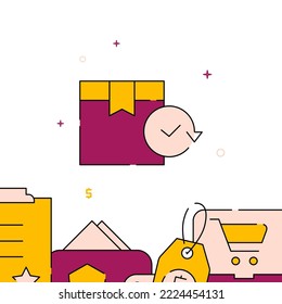 Order tracking filled line vector icon, simple illustration, related bottom border.