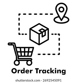 Order Tracking Icon in Solid Style. Vector Glyph Illustration for Package Delivery Location.