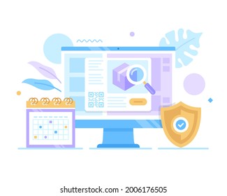 Order tracking, parcel tracking. Vector illustration. Delivery, check package location, shipping, track package, search order concepts