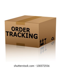 order tracking text over cardboard box isolated. vector illustration