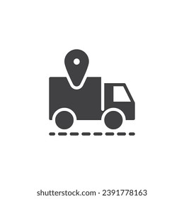 Order tracking vector icon. Delivery track with location pointer filled flat sign for mobile concept and web design. Shipment tracking glyph icon. Symbol, logo illustration. Vector graphics