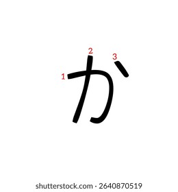 The order of writing Japanese hiragana letters is ka, ki, ku, ke, ko 