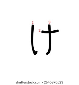 The order of writing Japanese hiragana letters is ka, ki, ku, ke, ko 