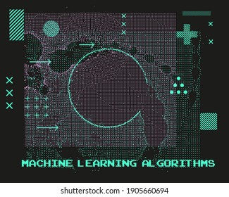 Ordered array of particles, surface made of dots. Conceptual illustration of Big Data. Generative computer art.