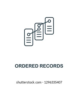Ordered Records outline icon. Thin line style design from blockchain collection. Creative ordered records icon for web design, apps, software, printing usage.