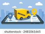 Ordering and delivery via mobile applications. Ordering and transporting products via express delivery. 