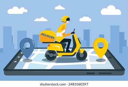 Ordering and delivery via mobile applications. Ordering and transporting products via express delivery. 