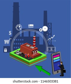 ordering directly from the factory concep, isometric illustration