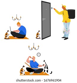 ordering food at home. people are ordering products for your home online. vector image