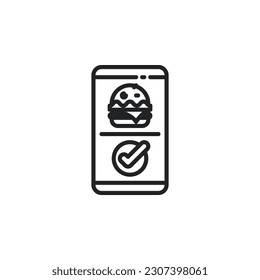 Bestellen von Lebensmitteln auf mobilen App Skizzen. Vektorgrafik. Einzeln Symbol geeignet für Web, Infografiken, Interface und Apps.