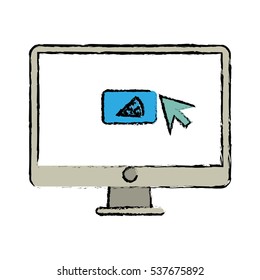 ordering food online computer sketch