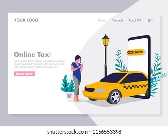 Ordering Online Taxi Illustration for landing page