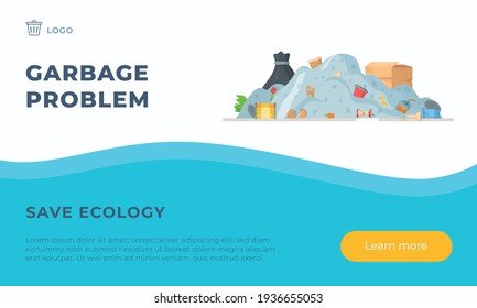 Servicios de pedidos de recogida de basura en el vertedero. Ilustración vectorial de limpieza de casa o patio.