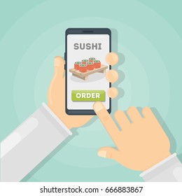 Ordering sushi through phone.