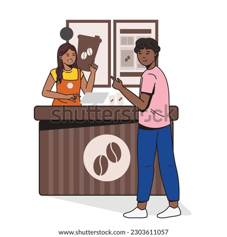 ordering take away coffee at counter