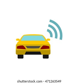 Ordering a taxi via JPS icon in flat style isolated on white background. Navigation symbol
