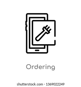ordering vector line icon. Simple element illustration. ordering outline icon from fast food concept. Can be used for web and mobile