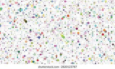 An orderly yet dynamic pattern composed of countless small and large circles and dots, displaying a calming and diverse palette of colors for various applications.