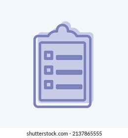 Icono de lista de pedidos con estilo de dos tonos de moda aislado en un fondo azul suave