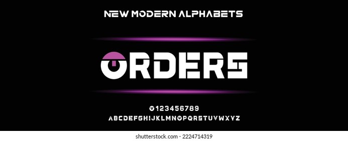 ORDERS Modern Bold Font. Regular Italic Number Typography urban style alphabet fonts for fashion, sport, technology, digital, movie, logo design, vector illustration