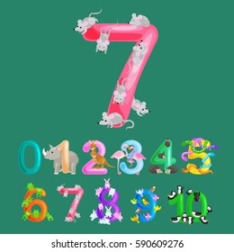 ordinal numbers for teaching children counting with the ability to calculate amount animals abc alphabet kindergarten books or elementary school posters collection vector illustration