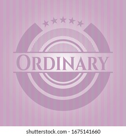 Ordinary badge with pink background. Vector Illustration. Detailed.