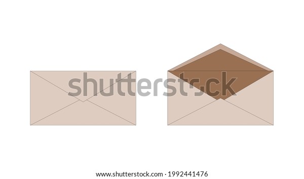Ordinary Brown Paper Isolated Envelopes Open Stock Vector (Royalty Free ...